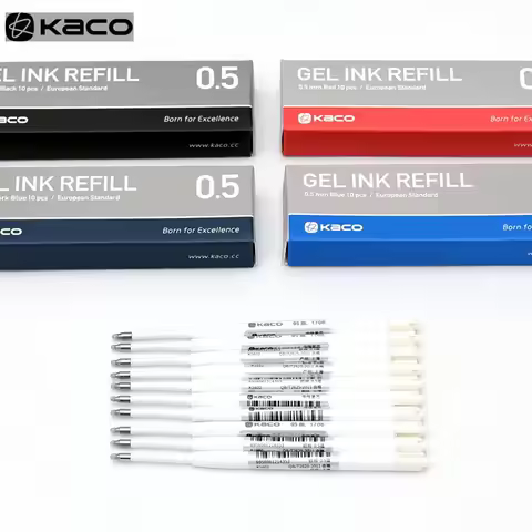 KACO Replace Refills Gel Ink Refill Standard 10pcs/Lot Gel Pens 0.5mm EU/Asian Ink канцелярия Tnta S