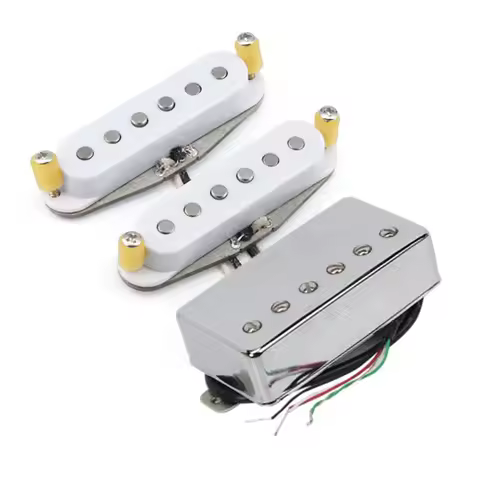 FLEOR Guitar Pickups Set SSH Alnico 5 Staggered Single Coil +Humbucker Pickup 4 Wires 52/52/52mm HSS