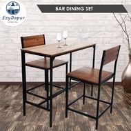 EZYD (1Table + 2 Chairs) Modern Dining / Bar Table & 2 High Bar Chairs / Dining Table/ Meja Makan