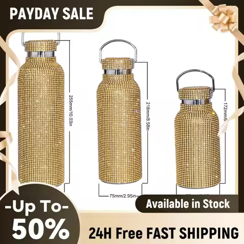 350ml/500ml/750ml Diamond Bottle Portable Diamond-encrusted Mug Reusable Easy Clean for Women Outdoo
