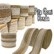 PER 2 METERS - HESSIAN/ BURLAP LACE JUTE RIBBON 3 SIZES