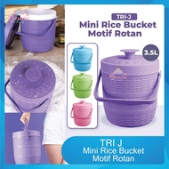 TERMOS TRI J - Mini Rice Bucket Rattan Motif 3.5L (Code 6.5) Rice & Ice Cube Thermos/ Storage Contai