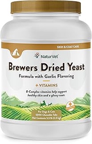 NaturVet Brewer’s Dried Yeast Pet Supplement with Garlic Flavoring – Includes B-1, B-2 Vitamins, Nia