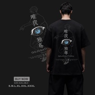 Jujutsu Kaisen Gojo Satoru Oversize T-shirt "Solo Leveling" Six Eyes Graphic Print Black Tee