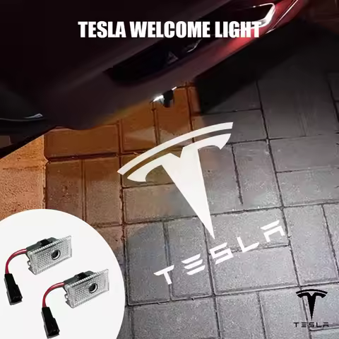 For Tesla 2/4Pcs Car Door Projector Lamps Welcome Lights Accessories Model 3 S X Y Cybertruck Roadst