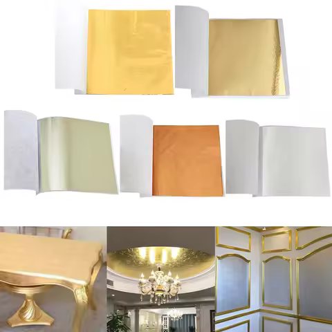 100 Sheets Pure 24K Gold Foil Leaf Anti-Aging Gilding For Food Decorations Handmade DIY Scrapbooking