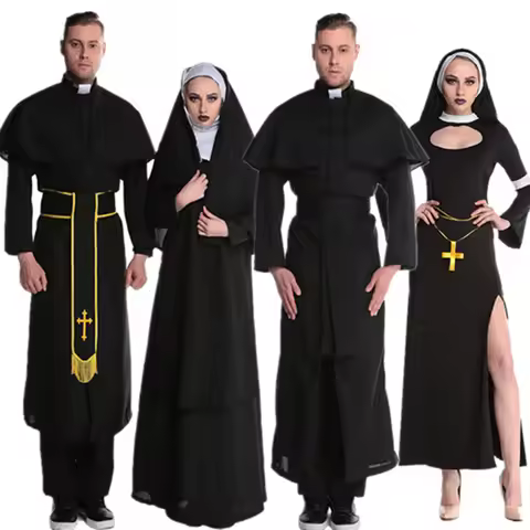 Easter Purim Halloween The Nun Costume Men Father Priest Bishop Costumes Religious Pastor Clergyman