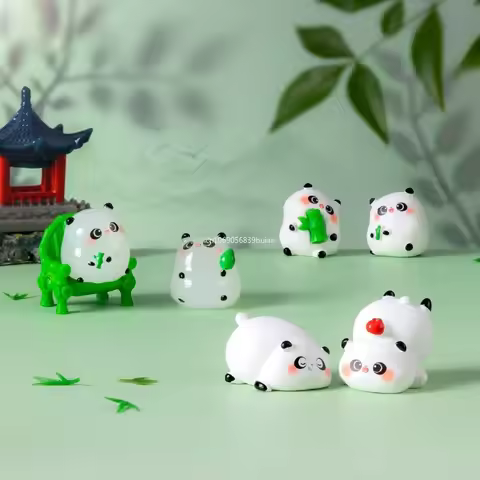 1Pcs Panda Resin Figurine Animal Model DIY Home Decor Miniature Fairy Garden Decoration Accessories 
