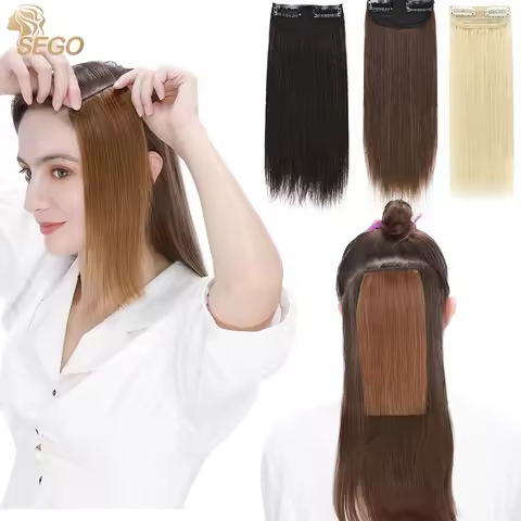 Sego Hair Pads Hairpieces 100% Human Hair Patches Invisible Clip In One Piece Hair Extensions Add Ha