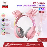 ONIKUMA X15 PRO Headphone Gaming Headset Gaming Black Pink Original - Headset Karakter Telinga Rusa