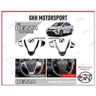PERODUA BEZZA 2016 2018 2020 2022 STEERING WHEEL FRAME COVER CARBON FIBER FIBRE GLOSSY BLACK ACCESSO