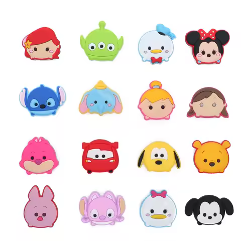 16PCS Disney TSUM TSUM Mickey Minnie Dumbo Shoe Charm Mix Wholesale PVC Decoration Buckle Detachable