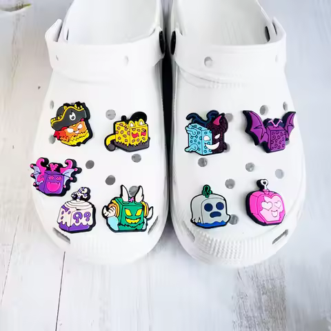 9pcs/set Blox Fruits Shoe Charms Shoe Flower PVC Cute Cartoon Funny Shoe pretty Accessories Fit Croc