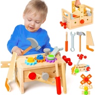 Wooden Tool Set Suitable for Children 2 3 4 5 Years Old, 29 Pieces Educational STEM Toys Toddler Mon