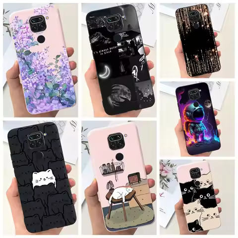 For Xiaomi Redmi Note 9 Case soft Cartoon Cat Pattern Printing Silicone Back Cover Case For Xiomi Re