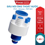 Bộ Đầu Nối Ống Thoát Nước Pimisi PDT-501 Ngăn Mùi Trào Ngược Đa Năng 5 Trong 1 Cho Bồn Rửa Chén Máy 