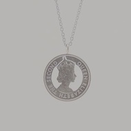 香港銀色伍毫硬幣 英女皇頭像剪影頸鏈
