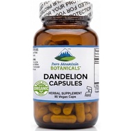 Pure Mountain Botanicals Dandelion Root Capsules - 450mg Organic Supplement - 90 Kosher Vegan Non-GM