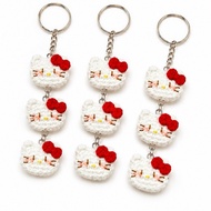 Hello Kitty Cat Keychain Handmade Wool Mini Handbag Decoration Cute Design Meaningful Gift White wit