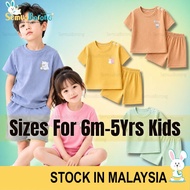 (6m-5yrs) Modal Fabric Plain Unisex Boy Girl Kid Short Sleeve T-Shirt Set Kanak Baju Budak 0630