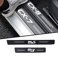 4pc car Sticker door carbon leather Fiber Sill Plate For Mazda CX5 CX7 CX8 CX9 CX30 M3 M6 CX3 accessories car styling