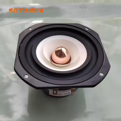 SOTAMIA 1PCS 4 Inch Full Range Speaker 4 Ohm 20 Watt Paper Tray Rubber Edge DIY Dual Magnetic Speake