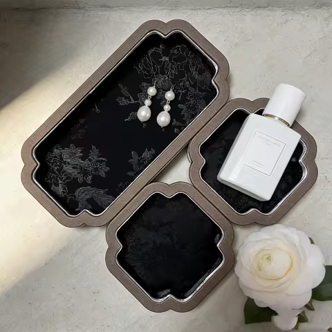 Luxury Court-Style Jewelry Display Box, Jade Velvet Tray, Dust-Proof Storage, Elegant Eid Ramadan Gi