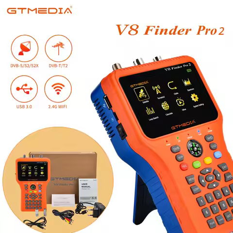 GTMEDIA V8 Finder PRO 2 Satellite Signal Finder DVB-S2X/S2/S/T2/T/C AHD H.265 Meter Satellite 100% O