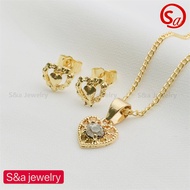 S&amp;a jewelry 18k Bangkok Gold 3in1 necklace earrings adjustable ring set for women set-35