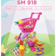 Pcp Can Toy TROLLEY KITCHEN SET SM 918 Children's Toys TROLLEY Filled With Fruit And Vegetable Cooking Toys Girls' Cooking TROLLEY Basket And Fruit Push TROLLEY B552 Children's Fruit TROLLEY Toys