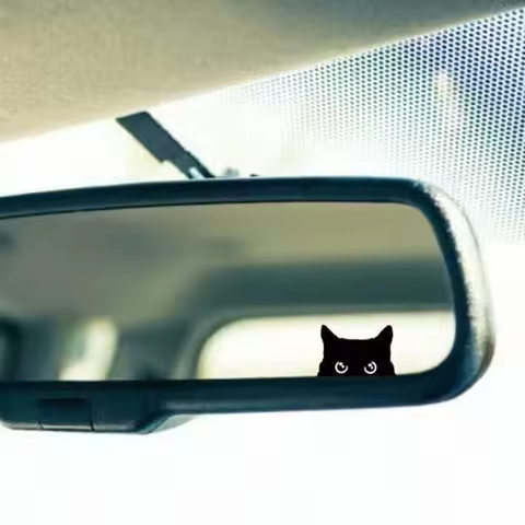 Cat Peep Sticker, Car Sticker, Black Cat Peep Sticker, Blank Button, Vinyl Sticker, , Cat Ten Card