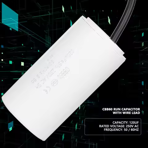 CBB60 Capacitor CBB60 Run Capacitor with Wire 250V AC 120uF 50/60Hz for Motor Air Compressor Run Cap