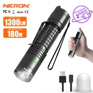 NICRON ไฟฉาย N8 / C3 ไฟฉายยุทธศาสตร์ 1300lm / 1000lm ไฟฉายชาร์จไฟฟ้า Handfree แบบพกพา IP68 ไฟฉาย LED