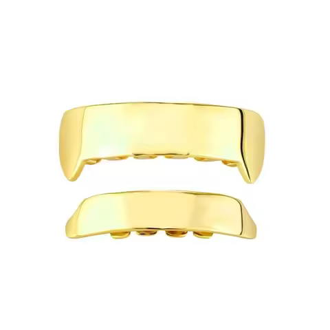 Trend Glossy Teeth Grillz Realistic Look Shiny Grillz Set Full Wrapped Silver Plated Teeth Caps Stre