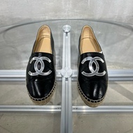 香奈兒Chanel 黑銀 漁夫鞋 38碼