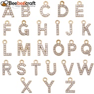 1 Set 26Pcs 26 Styles Golden Tone Alloy Rhinestone Pendants Letter A-Z 20mm 1pc/style