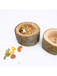 倉鼠/松鼠/蜜袋鼯木製食物碗,附帶咀嚼玩具和磨牙石