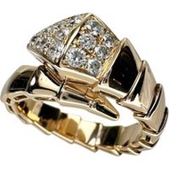 二手BVLGARISerpenti Viper 鑽石戒指，18K 玫瑰金，9.7 克，L 號，女士款，16 號