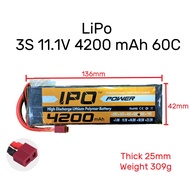 Lipo Battery 3s 11.1V 4200mAh 60C T Dean Plug For HSP Car Buggy Truck Crawler