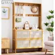 COFFE Rustic Rattan Shoe Cabinet