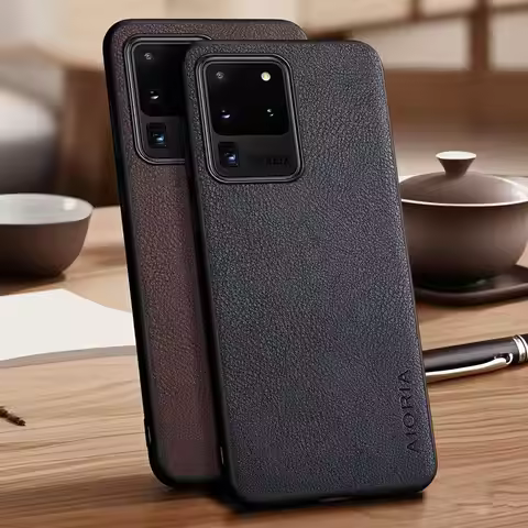 Case for Samsung Galaxy S20 S10 Ultra S8 S9 Plus FE lite 5G Vegan Faux Lychee Pebbled leather cover 