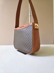 稀有中古二手Celine半月馬鞍老花金扣皮革單肩側背腋下包古董手袋