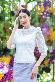 เสื้อลูกไม้สวย เสื้อลูกไม้ผญ Carisa เสื้อลูกไม้แขนสามส่วน ผ้าลูกไม้เกรดพรีเมี่ยม มีซิปหลังและซิปข้าง