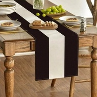 1pc Modern Black & White Striped Halloween Table Runner - Durable Line Rectangular Kitchen & Dining 