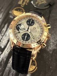 🌈🌈新返貨啦🌈🌈Omega Speedmaster  3623.33.11💛18K玫瑰金香檳金面🖤黃夜光💛三圈計時🕰️連原裝Omega 750摺扣❤️‍🔥39mm 自動機芯 淨錶👍C1770（廣華街店