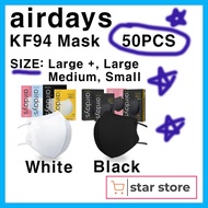 [Airdays] Airdays KF94 Face Mask Large Plus,Large,Medium,Small Size Black,white/Disposable, Individual packing,Made in Korea/ medical face mask/health beauty/Medical supplies mask/health/mask korea/KF80