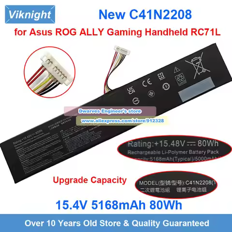 New 80Wh Upgraded C41N2208 Battery 15.48V 5160mAh for Asus ROG ALLY Gaming Handheld RC71L High-Capac