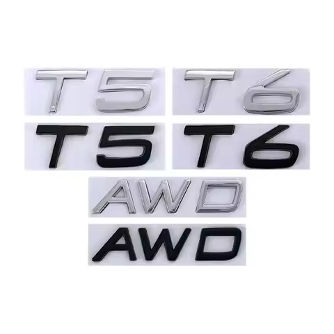 3D Metal T5 T6 AWD Logo Emblem Letters Car Trunk Badge Sticker For VOLVO XC60 XC90 XC40 S90 S60 C30 