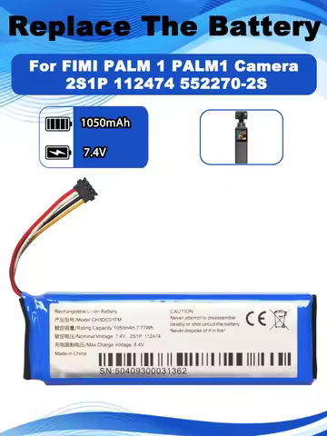 7.4V 1050mAh GH3DC01FM Replacement Battery For FIMI PALM 1 PALM1 Gimbal Pocket Camera 2S1P 112474 55