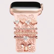 5pcs Metal Charms Decorative Ring Compatible With Apple Watch Band Charms Heart Bee Diamond Rhinesto